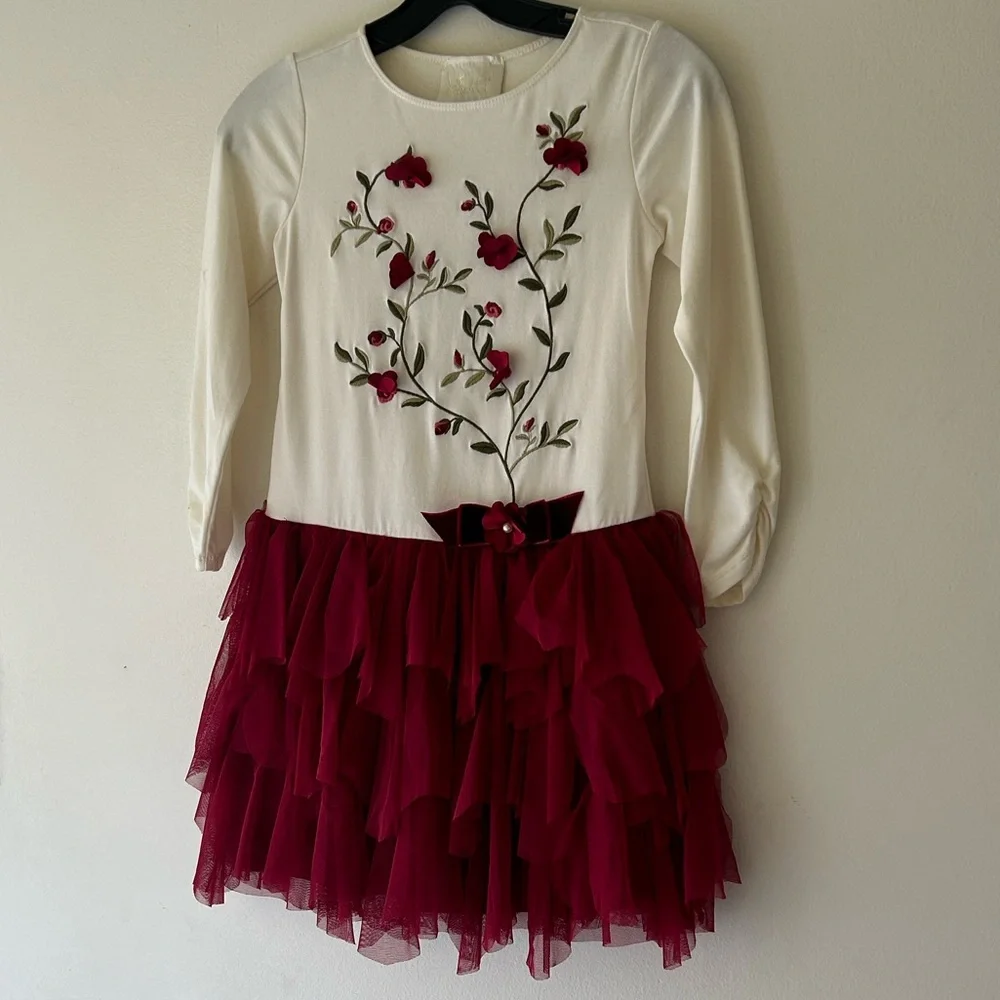 Biscotti girl’s Dress Cream and Red - Picture 3 of 15